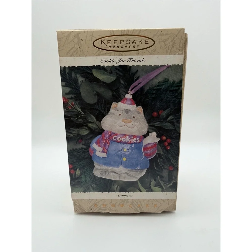 Hallmark Keepsake Ornament Cookie‎ Jar Friends Carmen Cat 1996 Christmas